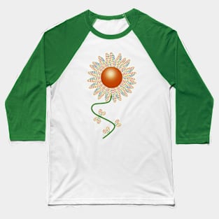 Spring and Summer Blooms: Sunflower Daisy Heart Pattern Baseball T-Shirt